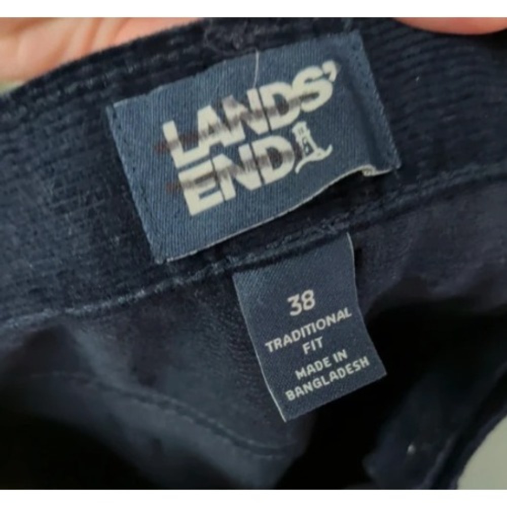 Lands' End Corduroy Pants Mens 38 Navy Blue Traditional Fit Cotton - Picture 2 of 6